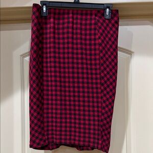 J. Jill Red and Black Plaid Pencil Skirt